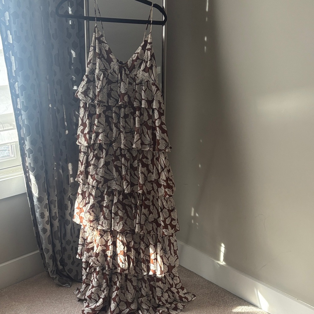 J. Crew Brown and Cream Maxi Dress
